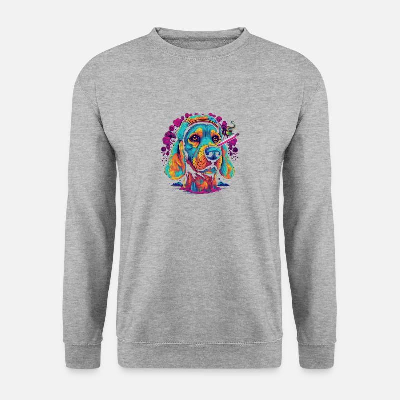 psychedelic DOG 2 - Sweat-shirt Unisexe - gris chiné