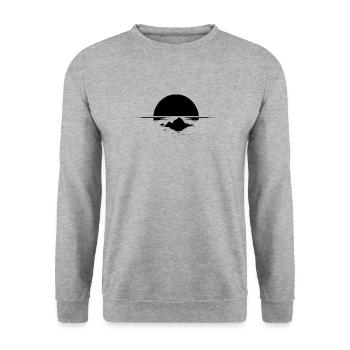 Einsame Tropen Insel im Sonnenuntergang - Unisex Pullover - Weißgrau meliert - Vorne - Alina (178cm) & Michal (187cm)