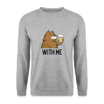 sweet bear with beer liquor alcohol and party - Unisex Sweatshirt - salt & pepper - Front - Alina (178cm) & Michal (187cm)