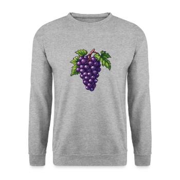 Grapes Pixel Icon - Unisex Sweatshirt - salt & pepper - Front - Alina (178cm) & Michal (187cm)