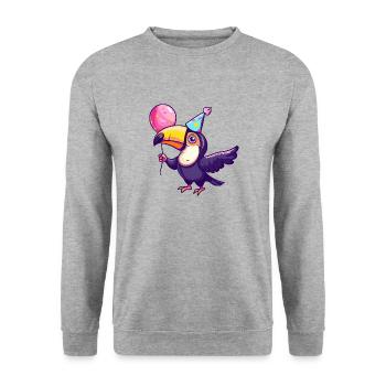Toucan oiseau anniversaire bébé - Sweat-shirt Unisexe - gris chiné - Devant - Alina (178cm) & Michal (187cm)