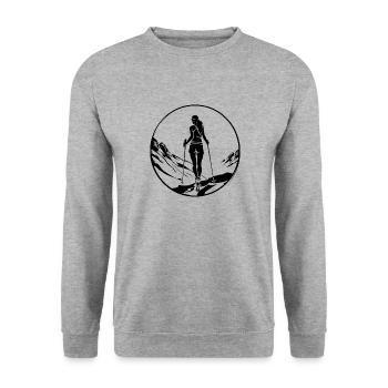 Marche Nordique Femme - Sweat-shirt Unisexe - gris chiné - Devant - Alina (178cm) & Michal (187cm)
