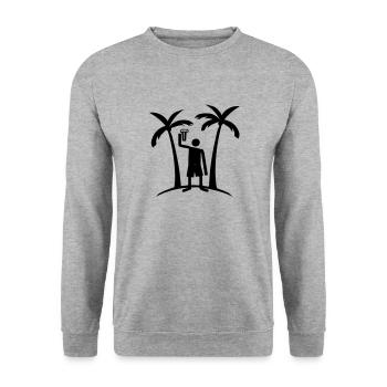 Palmen Insel Symbol Party Lustig - Unisex Pullover - Weißgrau meliert - Vorne - Alina (178cm) & Michal (187cm)
