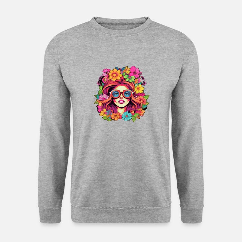 Flower Power Mädchen 3 - Unisex Pullover - Weißgrau meliert