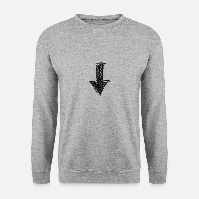 Pfeil gemalt nach unten Geschenkidee Scribble - Unisex Pullover - Weißgrau meliert