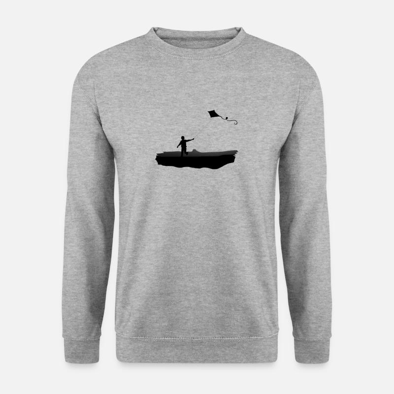 Junge mit Drachen - Unisex Pullover - Weißgrau meliert