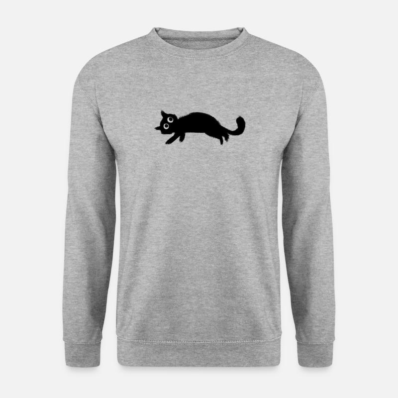 Schwarze Katze Charbo Ruhe - Unisex Pullover - Weißgrau meliert