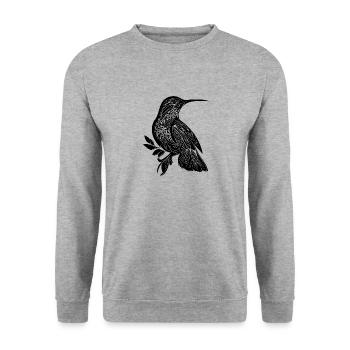 Exotic Tattoo Hummingbird Tribal Style Wing - Unisex Sweatshirt - salt & pepper - Front - Alina (178cm) & Michal (187cm)