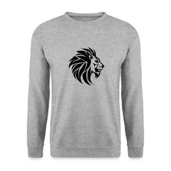 Large Lion Head with Mane Tattoo Style - Unisex Sweatshirt - salt & pepper - Front - Alina (178cm) & Michal (187cm)