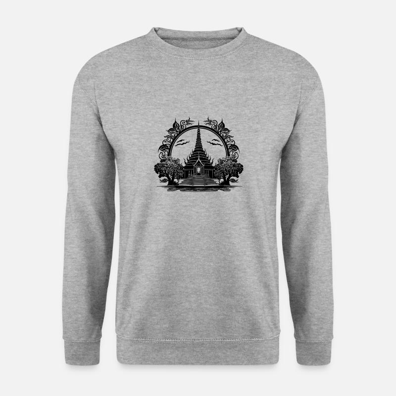 Exotischer Thailand Tempel - Unisex Pullover - Weißgrau meliert
