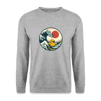 Japanese Duck - Unisex Sweatshirt - salt & pepper - Front - Alina (178cm) & Michal (187cm)