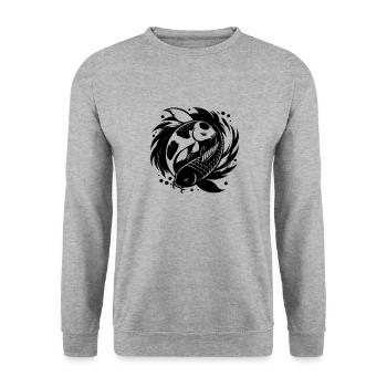 Yin and Yang Koi Carp Yoga Circle - Unisex Sweatshirt - salt & pepper - Front - Alina (178cm) & Michal (187cm)