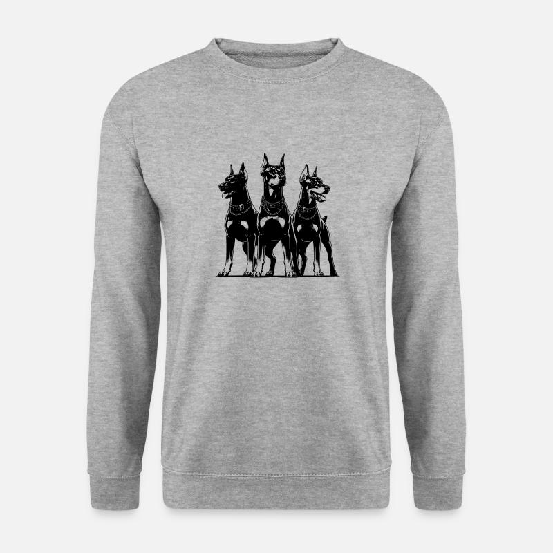 Three elegant watchful Doberman dogs - Unisex Sweatshirt - salt & pepper