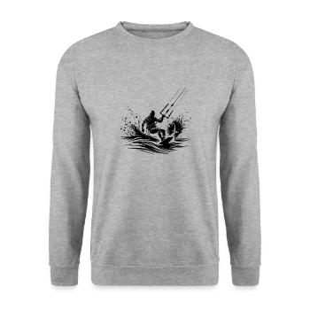 Wind Surfen am Himmel - Kite Wave Rider Surfing - Unisex Pullover - Weißgrau meliert - Vorne - Alina (178cm) & Michal (187cm)