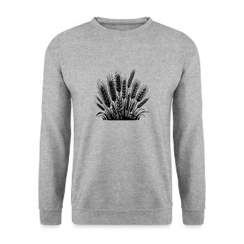 Getreidesorte Weizen und Roggen Ähren - Unisex Pullover - Weißgrau meliert - Vorne - Alina (178cm) & Michal (187cm)