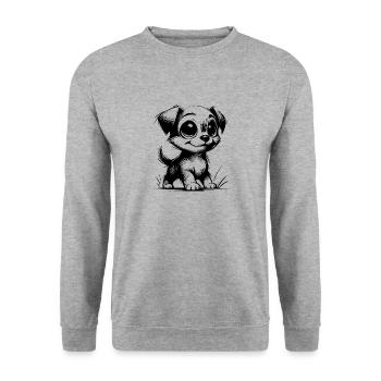 Cute little dog drawing with big eyes - Unisex Sweatshirt - salt & pepper - Front - Alina (178cm) & Michal (187cm)