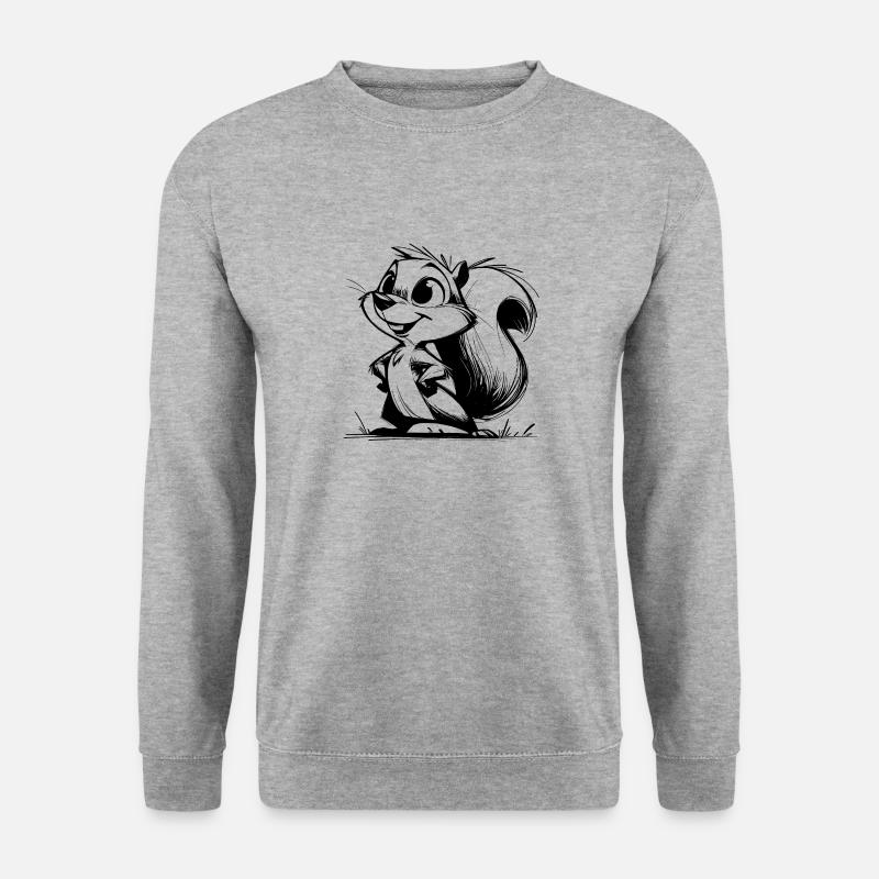 Putziges Eichhörnchen Bleistift Zeichnung - Unisex Pullover - Weißgrau meliert