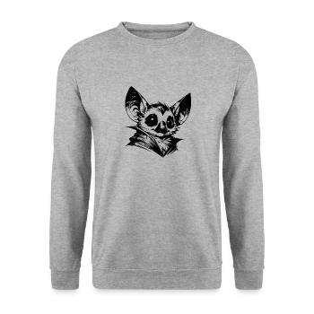 Cute Bat Baby Kids Pencil Sketch - Unisex Sweatshirt - salt & pepper - Front - Alina (178cm) & Michal (187cm)