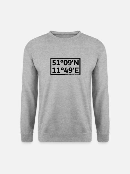 Naumburg (Saale) Koordinaten - Unisex Pullover - Weißgrau meliert