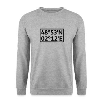 Nanterre Koordinaten - Unisex Pullover - Weißgrau meliert - Vorne - Alina (178cm) & Michal (187cm)