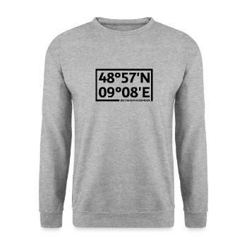 Bietigheim-Bissingen Koordinaten - Unisex Pullover - Weißgrau meliert - Vorne - Alina (178cm) & Michal (187cm)