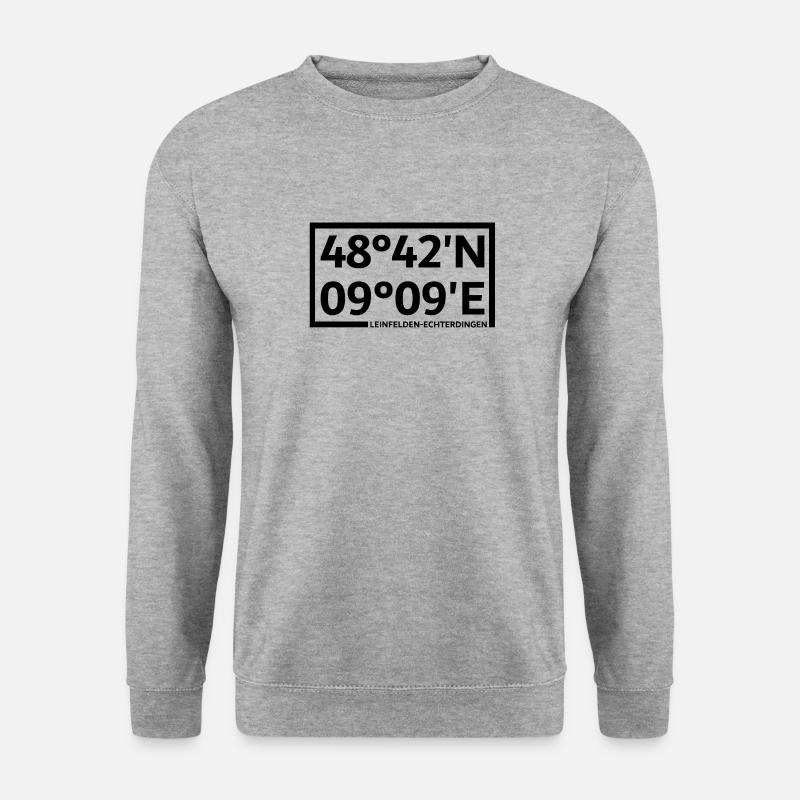 Coordonnées de Leinfelden-Echterdingen - Sweat-shirt Unisexe - gris chiné