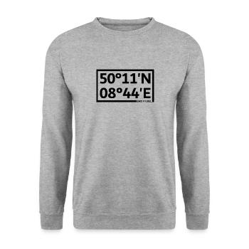 Bad Vilbel Koordinaten - Unisex Pullover - Weißgrau meliert - Vorne - Alina (178cm) & Michal (187cm)