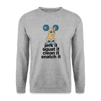 Sloth in weightlifting - Unisex Sweatshirt - salt & pepper - Front - Alina (178cm) & Michal (187cm)