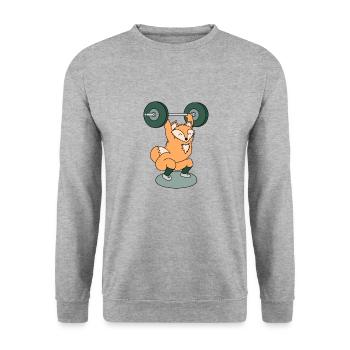 Fox weightlifting with barbell - Unisex Sweatshirt - salt & pepper - Front - Alina (178cm) & Michal (187cm)