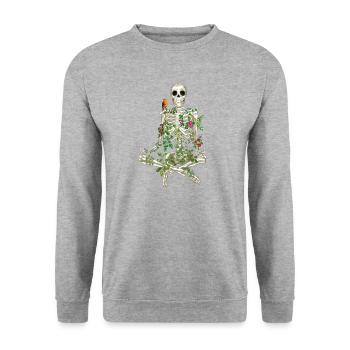 YOGA MEDITATION SKELETON – SKELETON AND FLOWERS - Unisex Sweatshirt - salt & pepper - Front - Alina (178cm) & Michal (187cm)