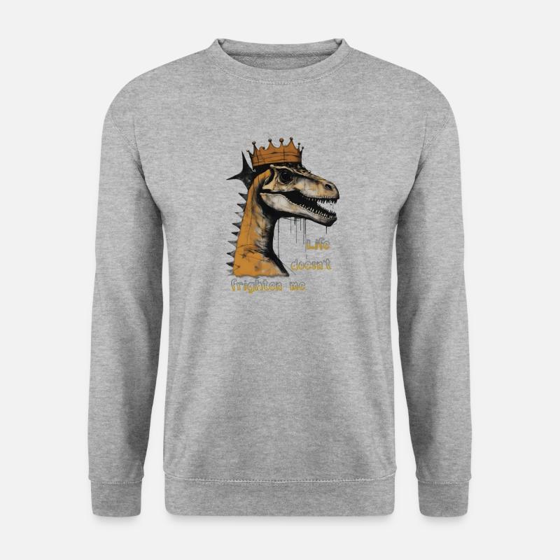 Dino mit Krone - Unisex Pullover - Weißgrau meliert