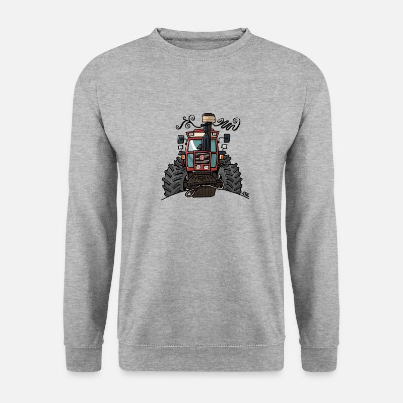 0449 Brown Traktor - Unisex Pullover - Weißgrau meliert