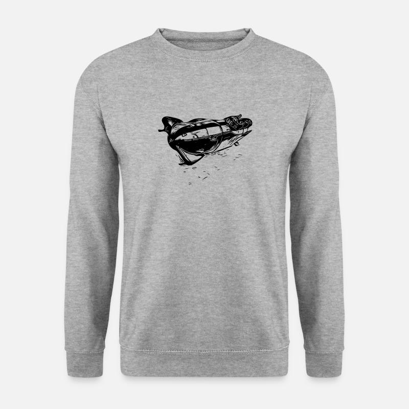 Wintersportler und Bobfahrer Viererbob im Eiskanal - Unisex Pullover - Weißgrau meliert