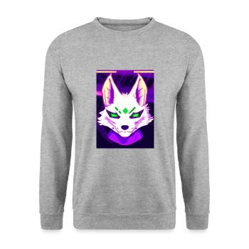 Kitsun Vaporwave Japanese Kami Vaporwave Kitsune - Unisex Sweatshirt - salt & pepper - Front - Alina (178cm) & Michal (187cm)