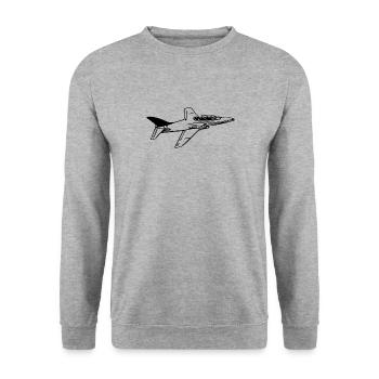 Jet Flugzeug Flieger - Unisex Pullover - Weißgrau meliert - Vorne - Alina (178cm) & Michal (187cm)