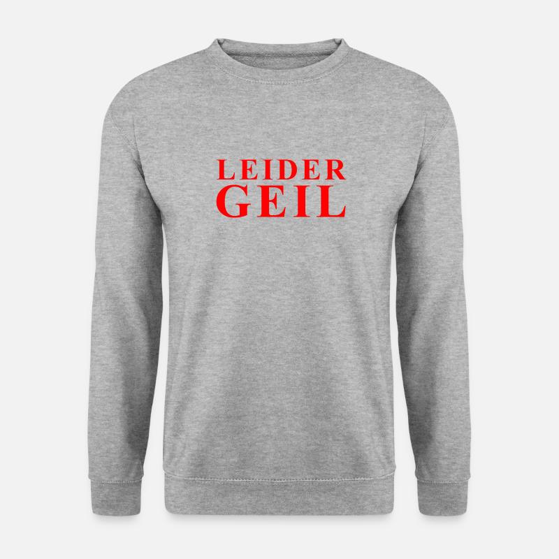 Leider Geil Statement in Rot - Unisex Pullover - Weißgrau meliert