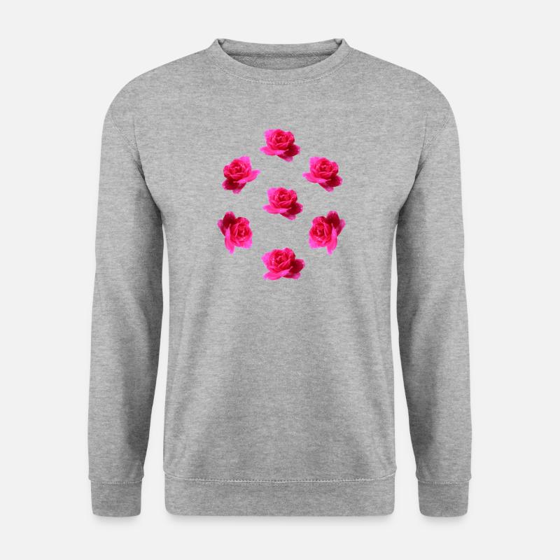 pink roses - Unisex Pullover - Weißgrau meliert