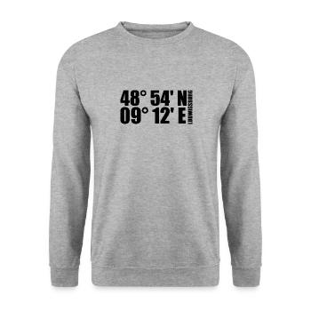 Ludwigsburg Koordinaten - Unisex Pullover - Weißgrau meliert - Vorne - Alina (178cm) & Michal (187cm)