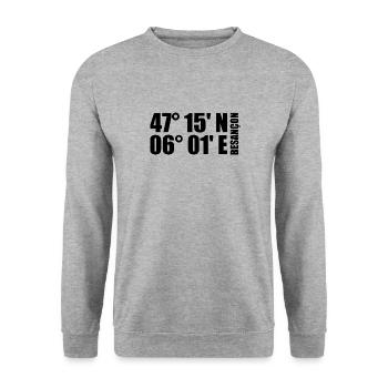 Coordonnées de Besançon - Sweat-shirt Unisexe - gris chiné - Devant - Alina (178cm) & Michal (187cm)