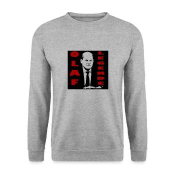 Olaf Legend Bundeskanzler Politiker Geschenk Idee - Unisex Pullover - Weißgrau meliert - Vorne - Alina (178cm) & Michal (187cm)