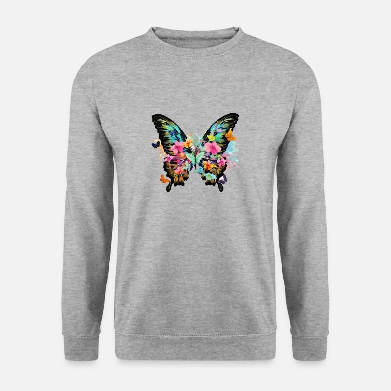 schmetterling,bunt,blumen,graffiti - Unisex Pullover - Weißgrau meliert