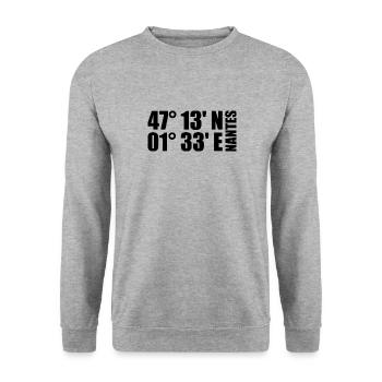 Nantes Koordinaten - Unisex Pullover - Weißgrau meliert - Vorne - Alina (178cm) & Michal (187cm)