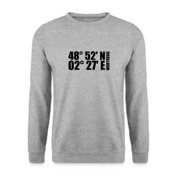 Coordonnées de Montreuil - Sweat-shirt Unisexe - gris chiné - Devant - Alina (178cm) & Michal (187cm)