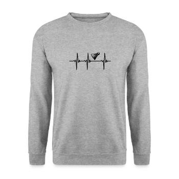 Battement de cœur pour les joueurs de badminton - Sweat-shirt Unisexe - gris chiné - Devant - Alina (178cm) & Michal (187cm)