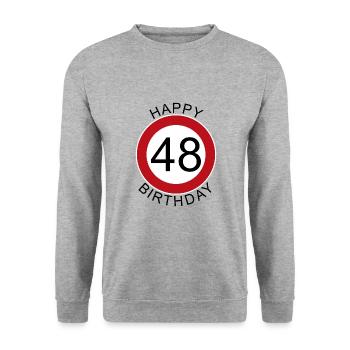 Joyeux anniversaire 48 anniversaire de signe de route - Sweat-shirt Unisexe - gris chiné - Devant - Alina (178cm) & Michal (187cm)