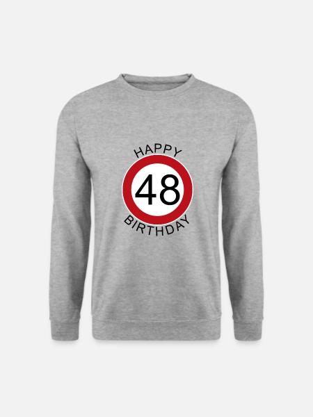 Happy Birthday 48 Verkehrsschild Geburtstag - Unisex Pullover - Weißgrau meliert