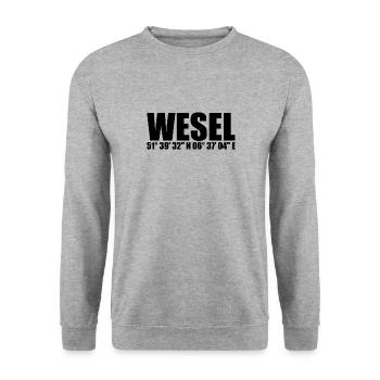 Wesel Koordinaten - Unisex Pullover - Weißgrau meliert - Vorne - Alina (178cm) & Michal (187cm)