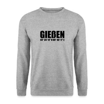Gießen Koordinaten - Unisex Pullover - Weißgrau meliert - Vorne - Alina (178cm) & Michal (187cm)