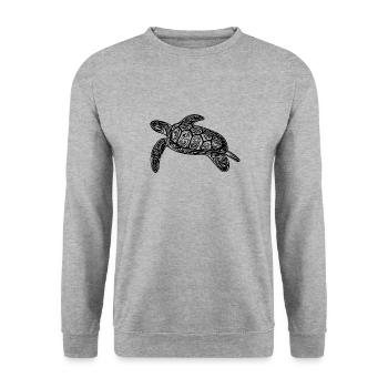 Kleine schwimmende Wasserschildkröte - Unisex Pullover - Weißgrau meliert - Vorne - Alina (178cm) & Michal (187cm)