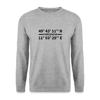 Forchheim Koordinaten - Unisex Pullover - Weißgrau meliert - Vorne - Alina (178cm) & Michal (187cm)